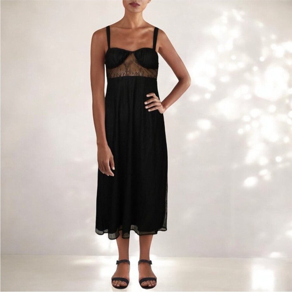 Danielle Bernstein Womens Lace Sheer Midi Dress - Picture 4 of 16